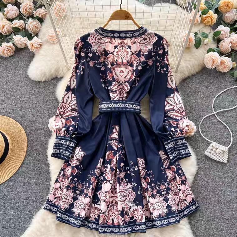 Josephine Vintage Dress In Navy Blue