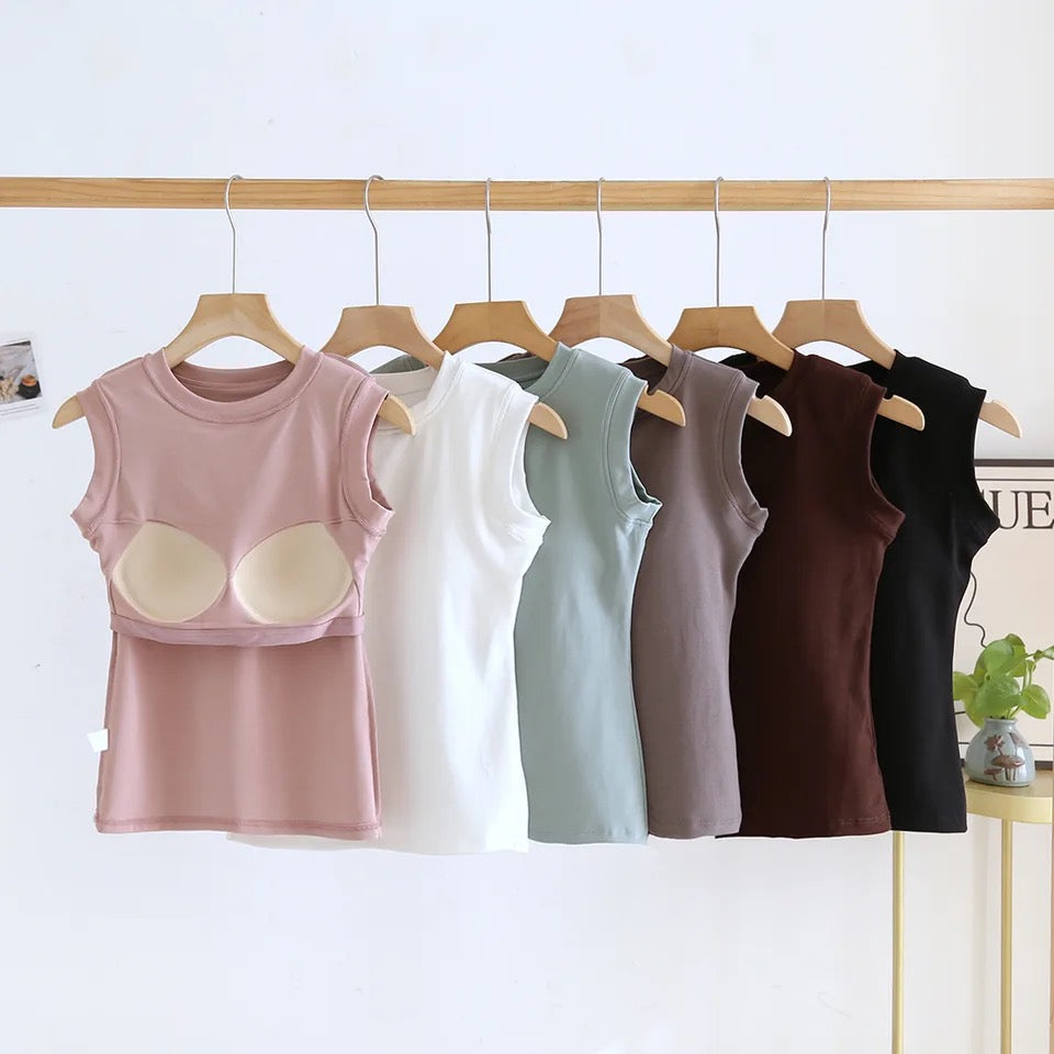 Joyce Tank Tops with Inbuilt Bra In Black