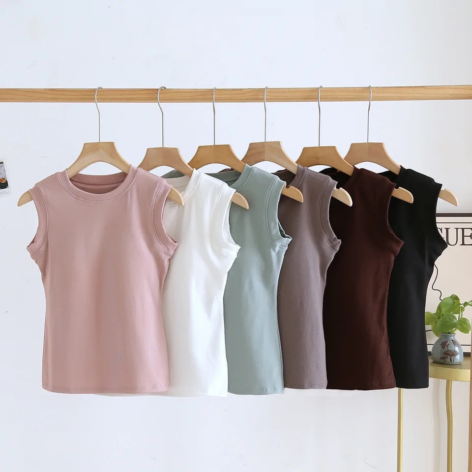 Joyce Tank Tops with Inbuilt Bra In Black