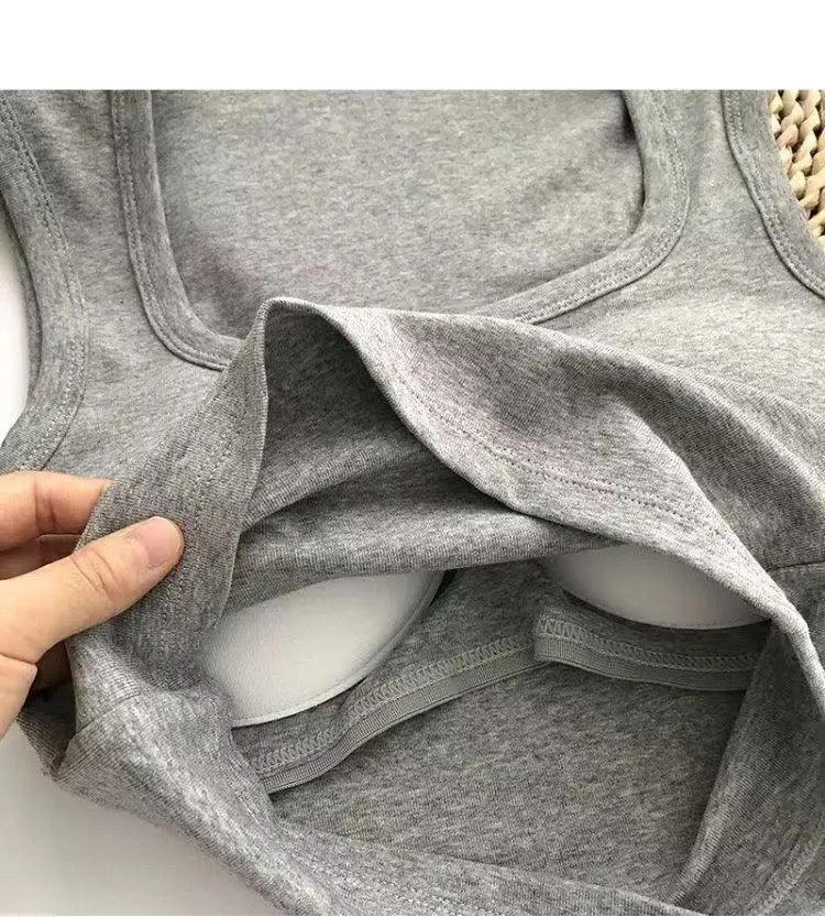 Kelly Tank Tops with Inbuilt Bra In Brown