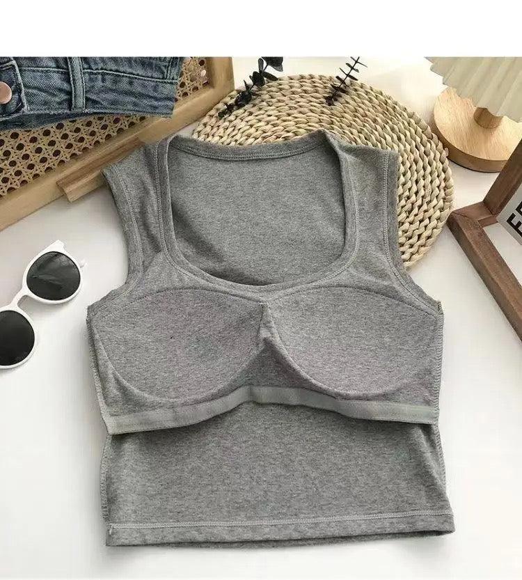 Kelly Tank Tops with Inbuilt Bra In Brown