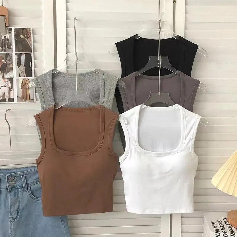 Kelly Tank Tops with Inbuilt Bra In Brown