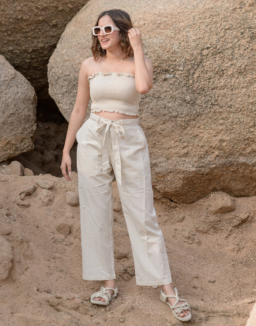 Khadi Cream Cargo Pant