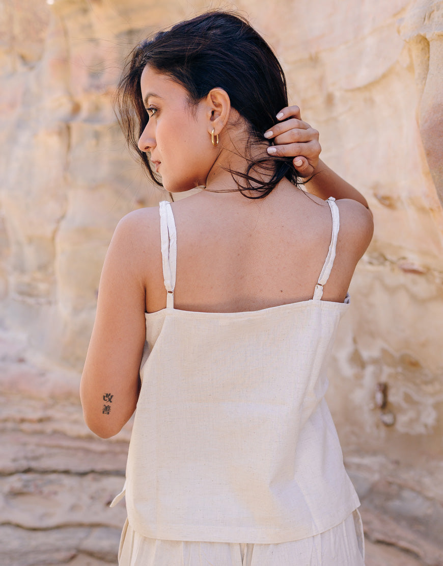 Khadi Cream Cotton Camisole