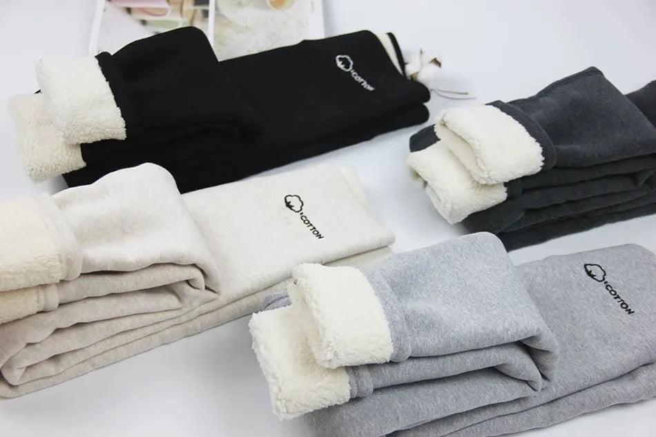 Lateno Premium Fleece Leggings In Black