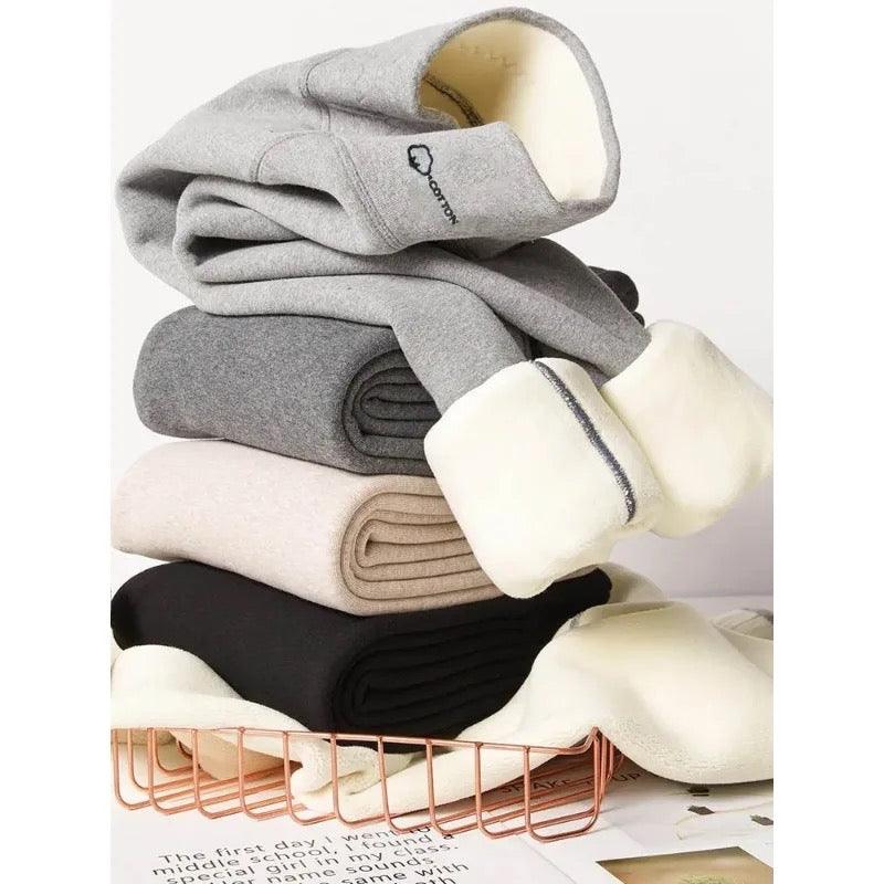Lateno Premium Fleece Leggings In Grey