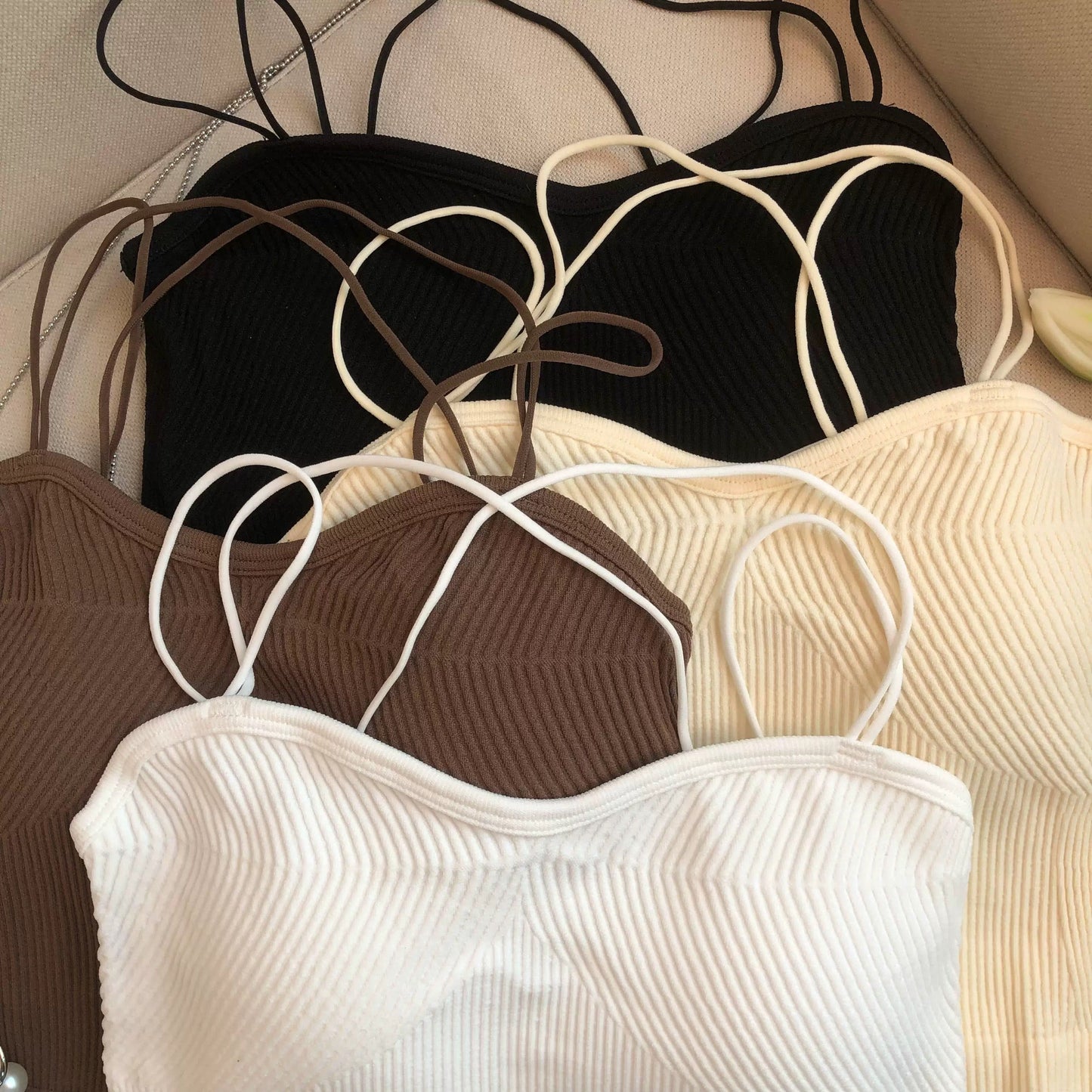Leddo Tank Tops with Inbuilt Bra In White