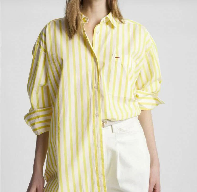 Lotus Striped Summer Oversized Shirt In Green