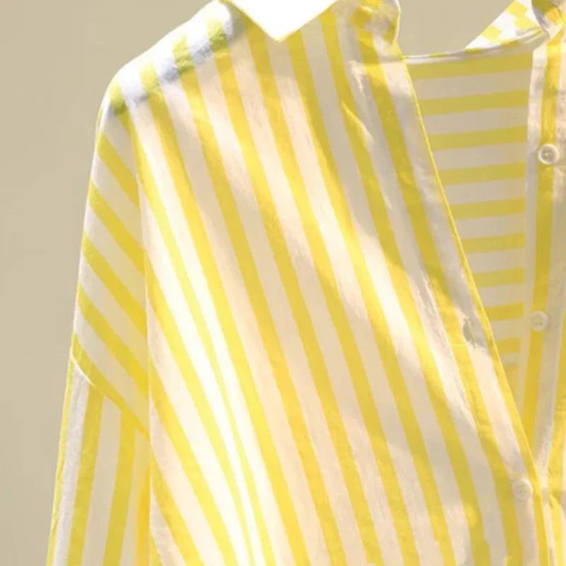 Lotus Striped Summer Oversized Shirt In Green