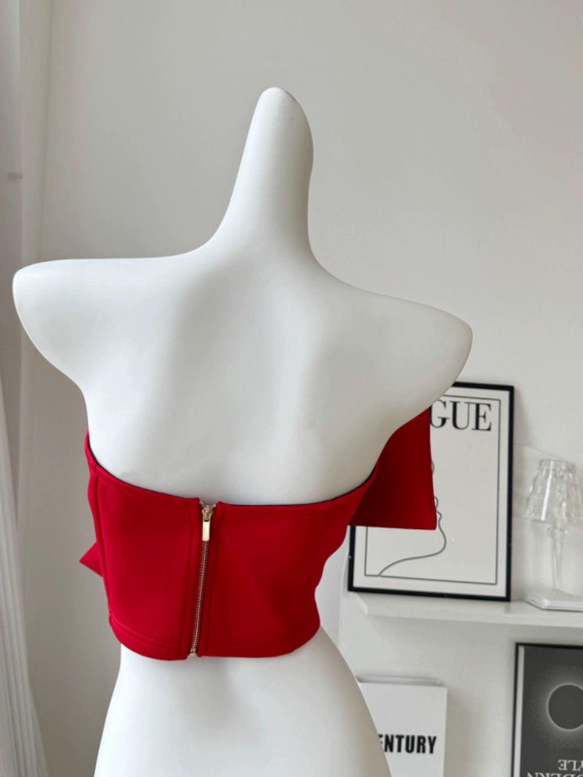 Love Bow Detailed Blouse In Red
