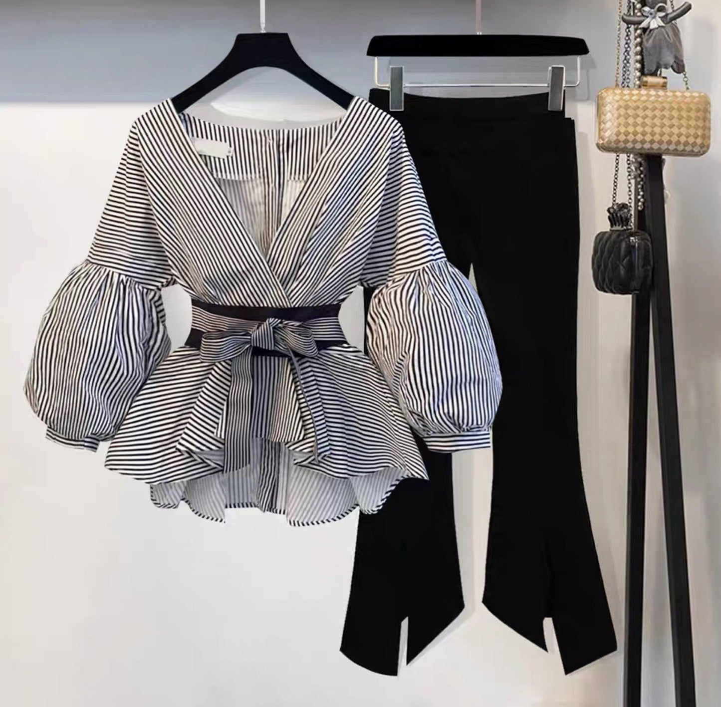 Luxury Bubble Sleeve Top with Pants