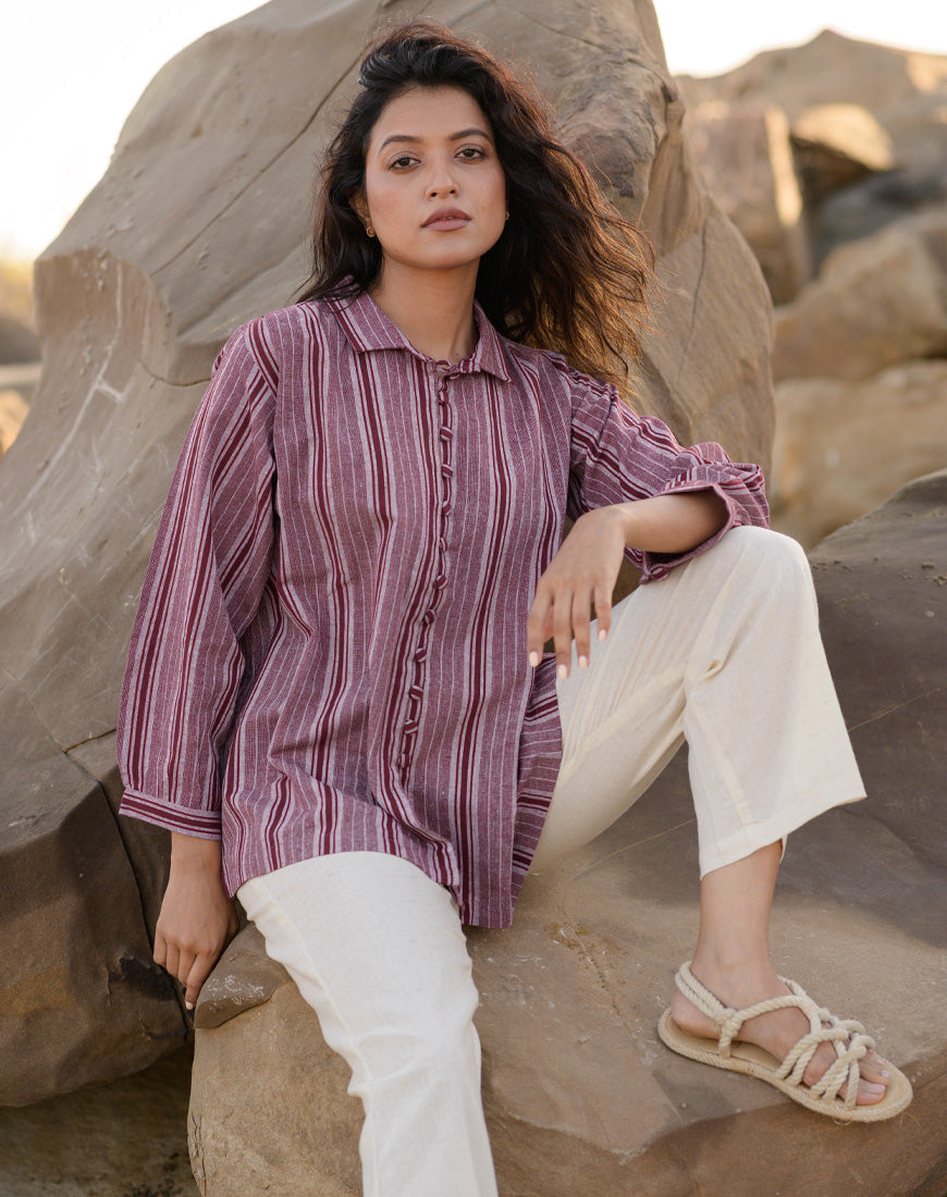 Maroon Mehfil Shirt