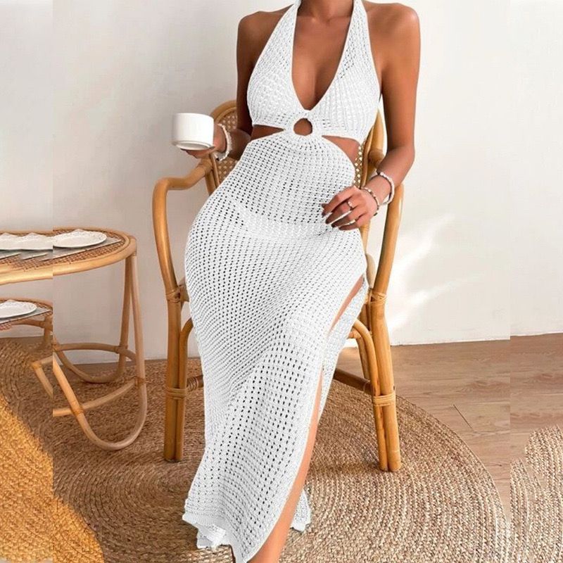 Marthey Soft Knit Dress- Resortwear In White