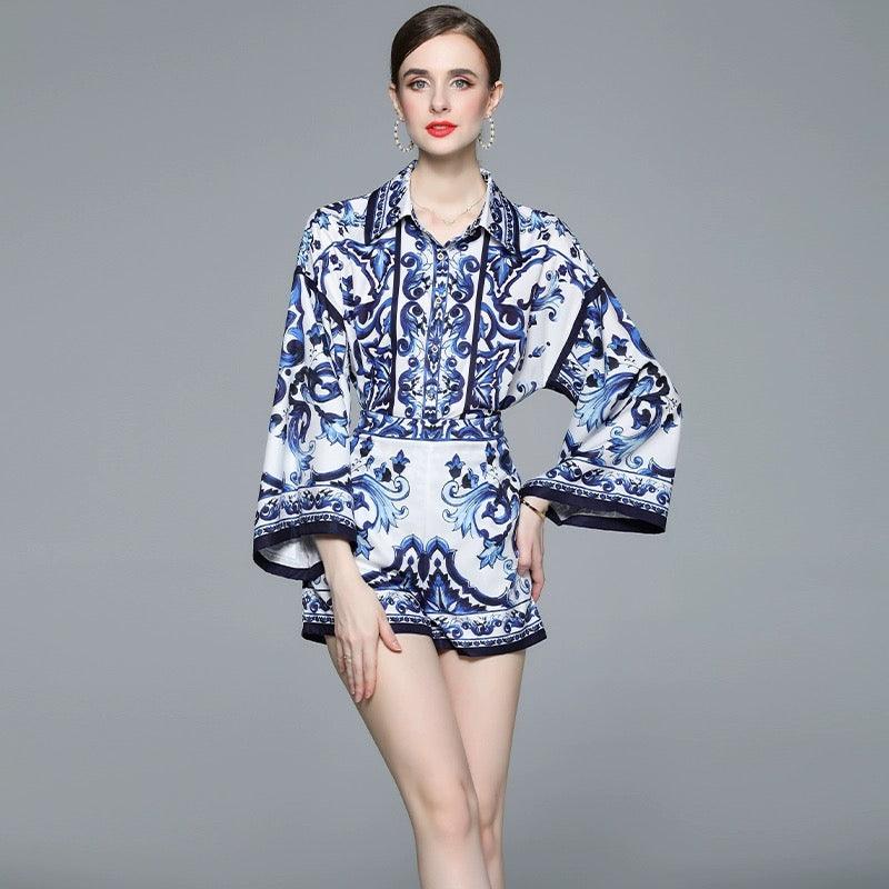 Mary Porcelain Coord Set In Blue
