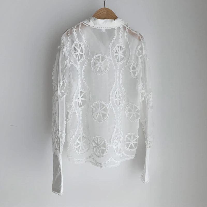 Milan Eyelet Blouse In White