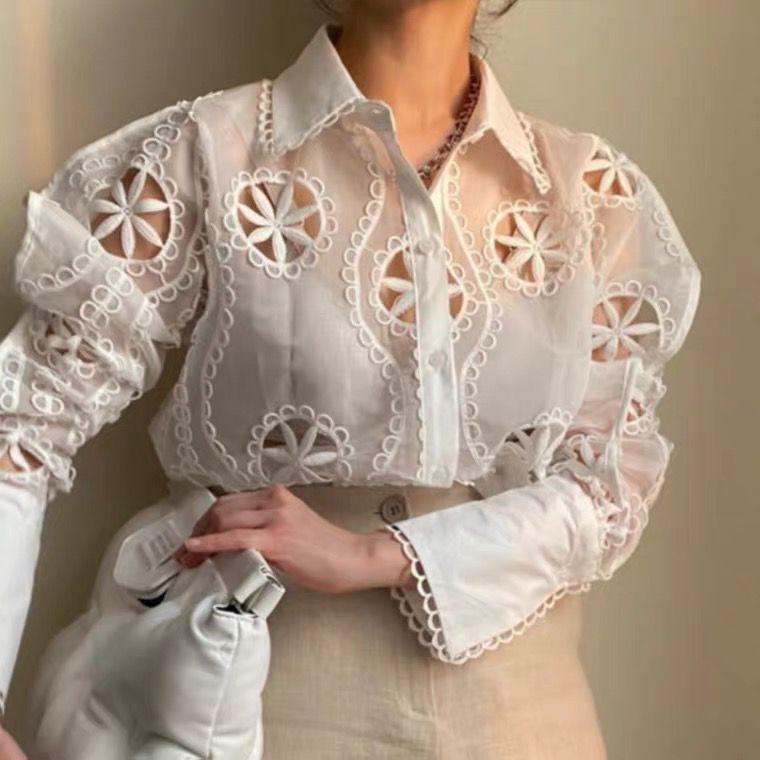 Milan Eyelet Blouse In White