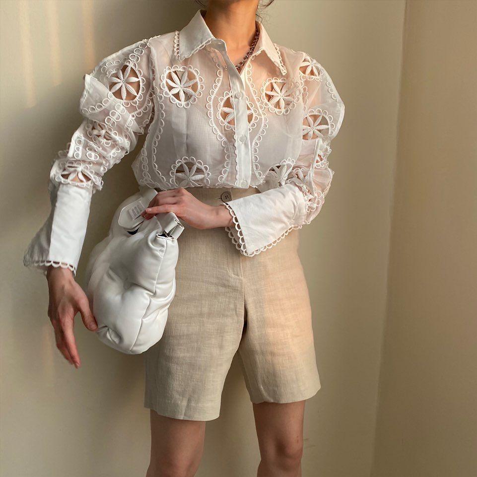Milan Eyelet Blouse In White