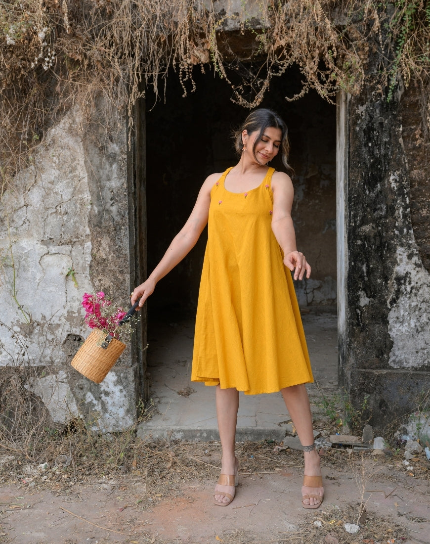 Milky Yellow Strappy Dress