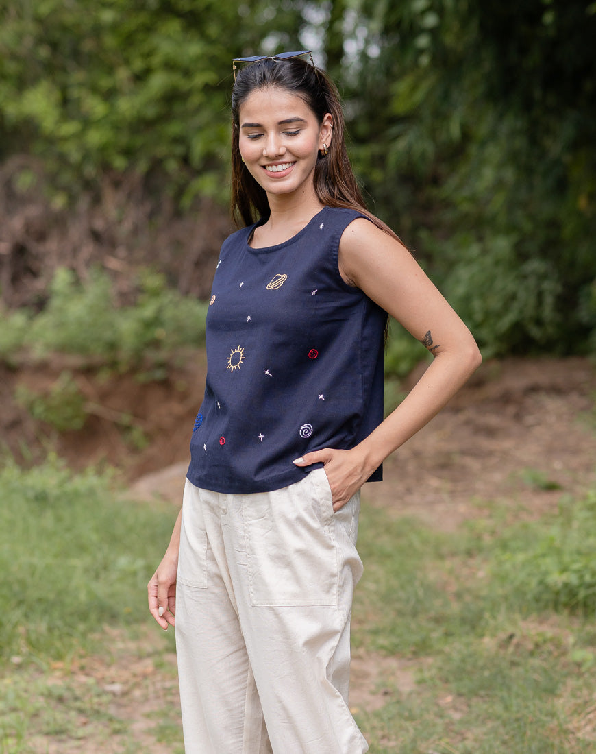 Navy Blue Crop Top