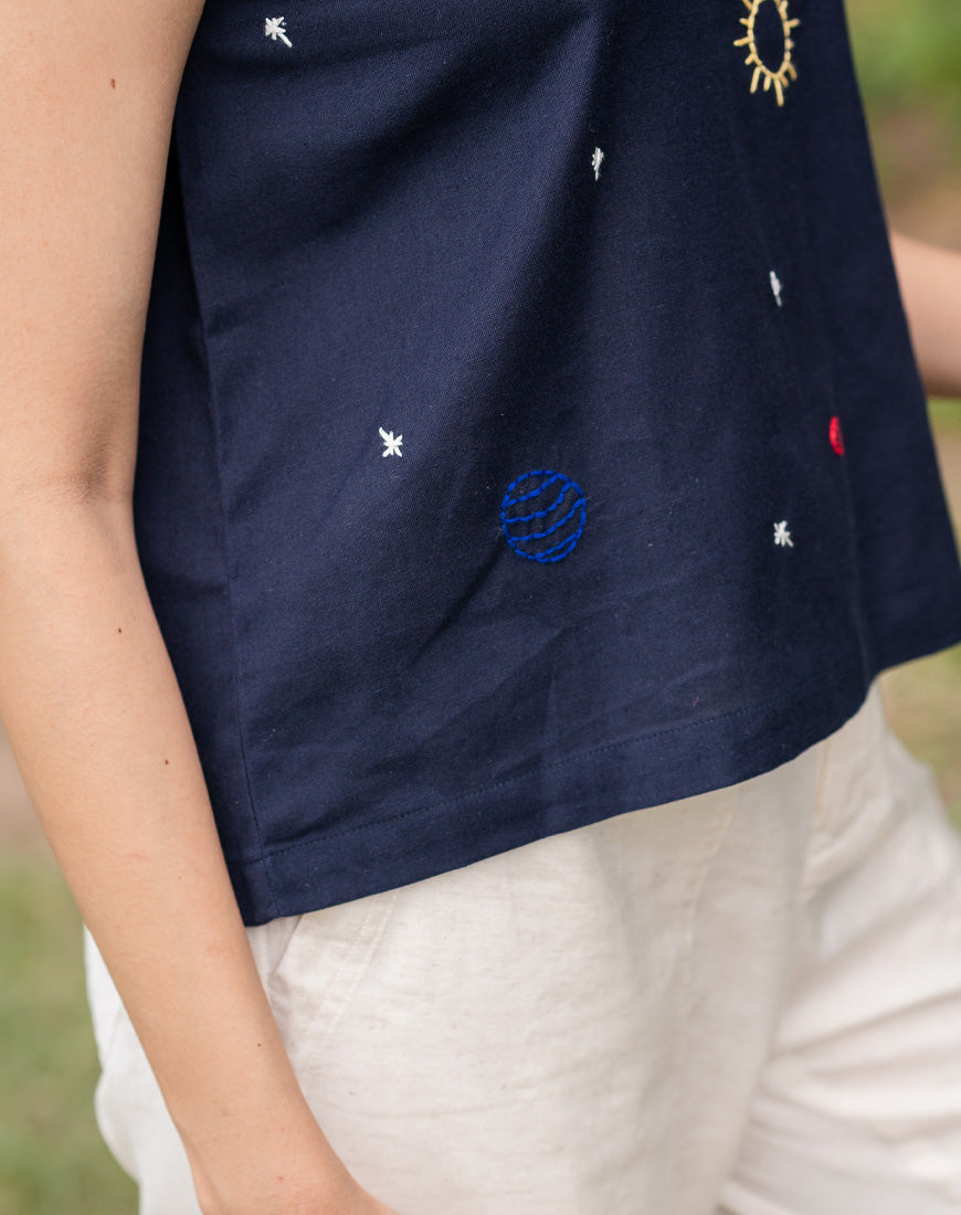 Navy Blue Crop Top
