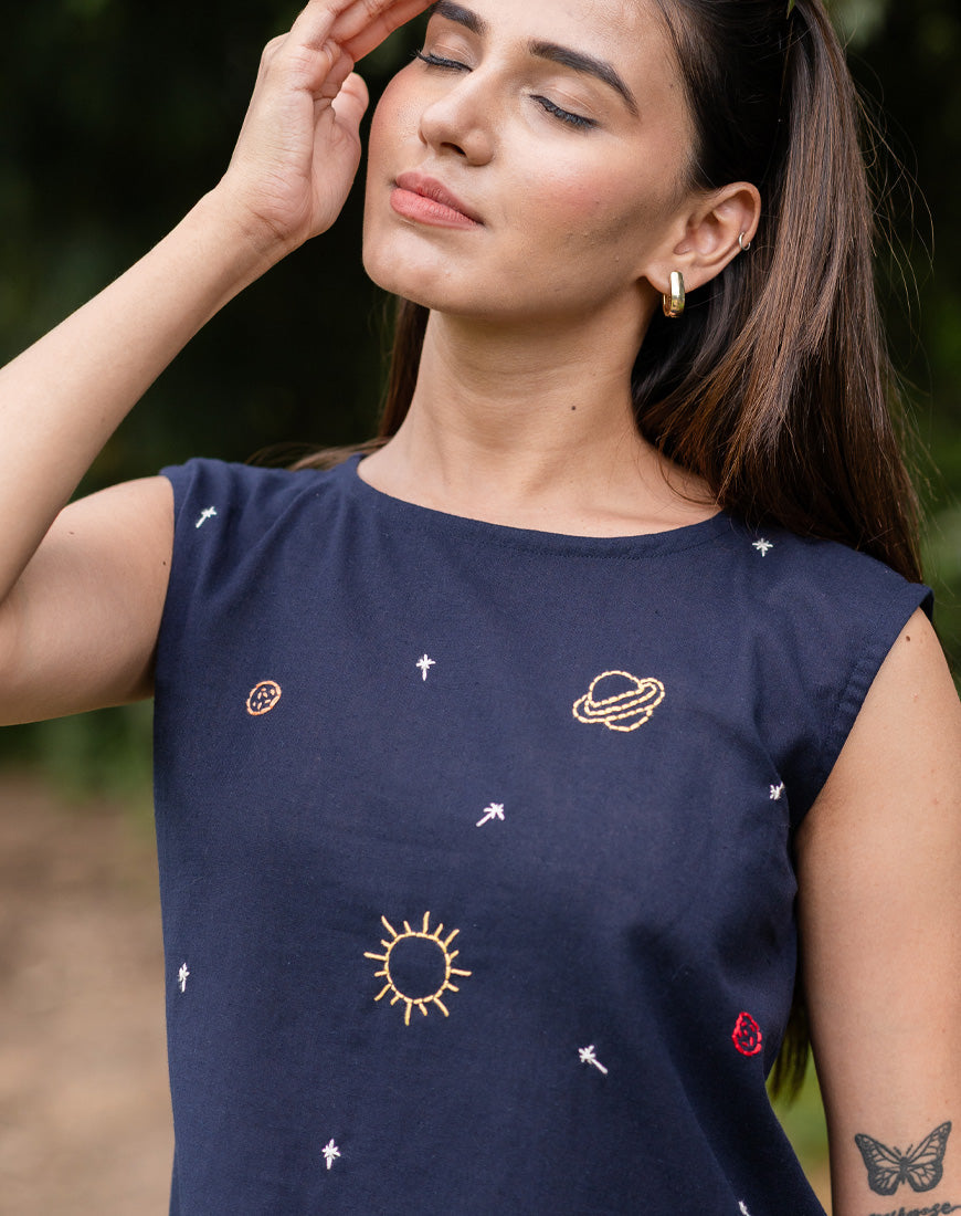 Navy Blue Crop Top