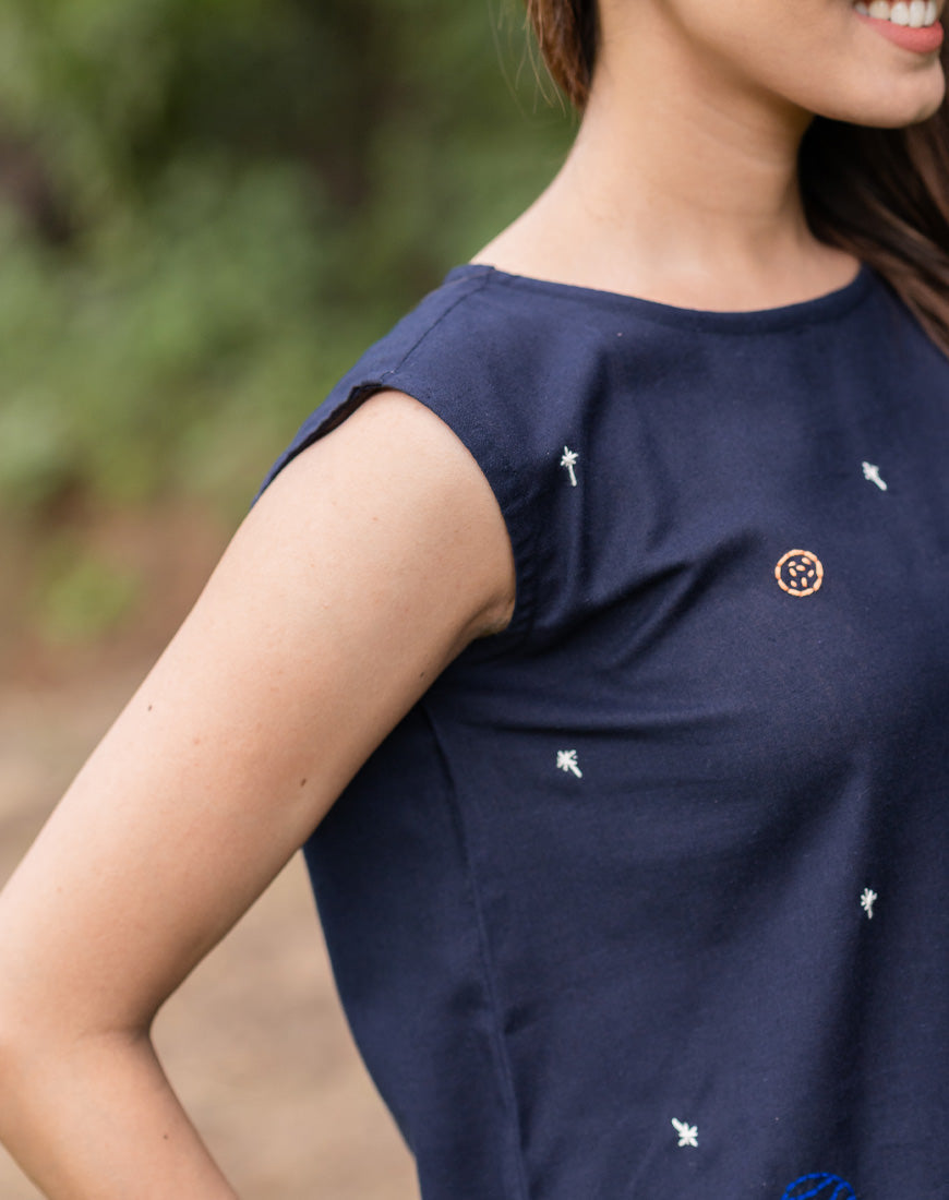 Navy Blue Crop Top