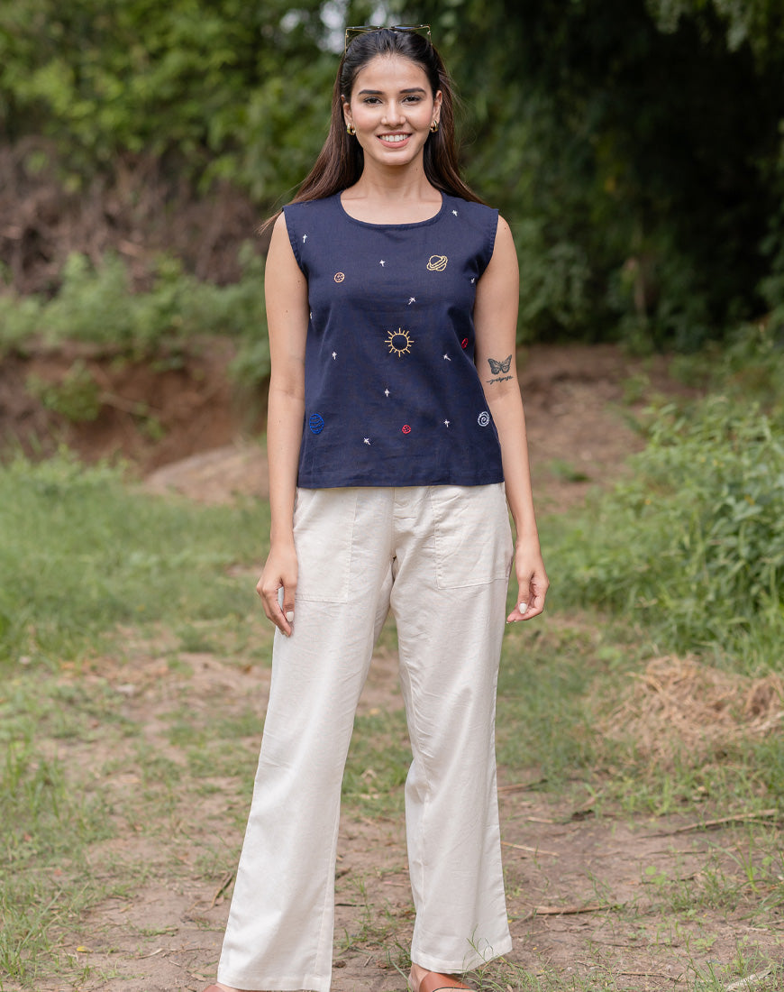 Navy Blue Crop Top