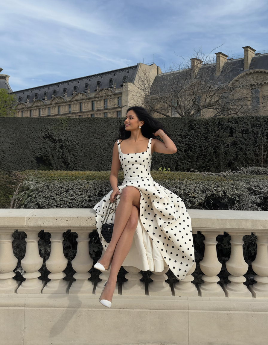 Neiman Polka Summer Holiday Maxi Dress In Off-White