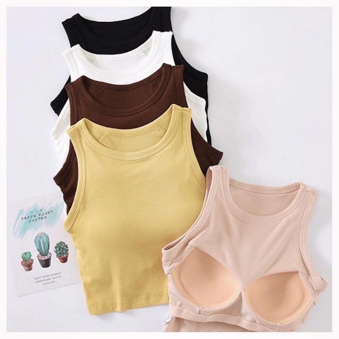 Nicole Tank Tops with Inbuilt Bra In Peach