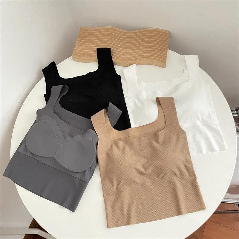 Nino Tank Tops with Inbuilt Bra in White