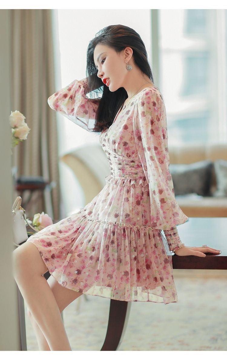 Paisley V-Neck Floral Mini Dress