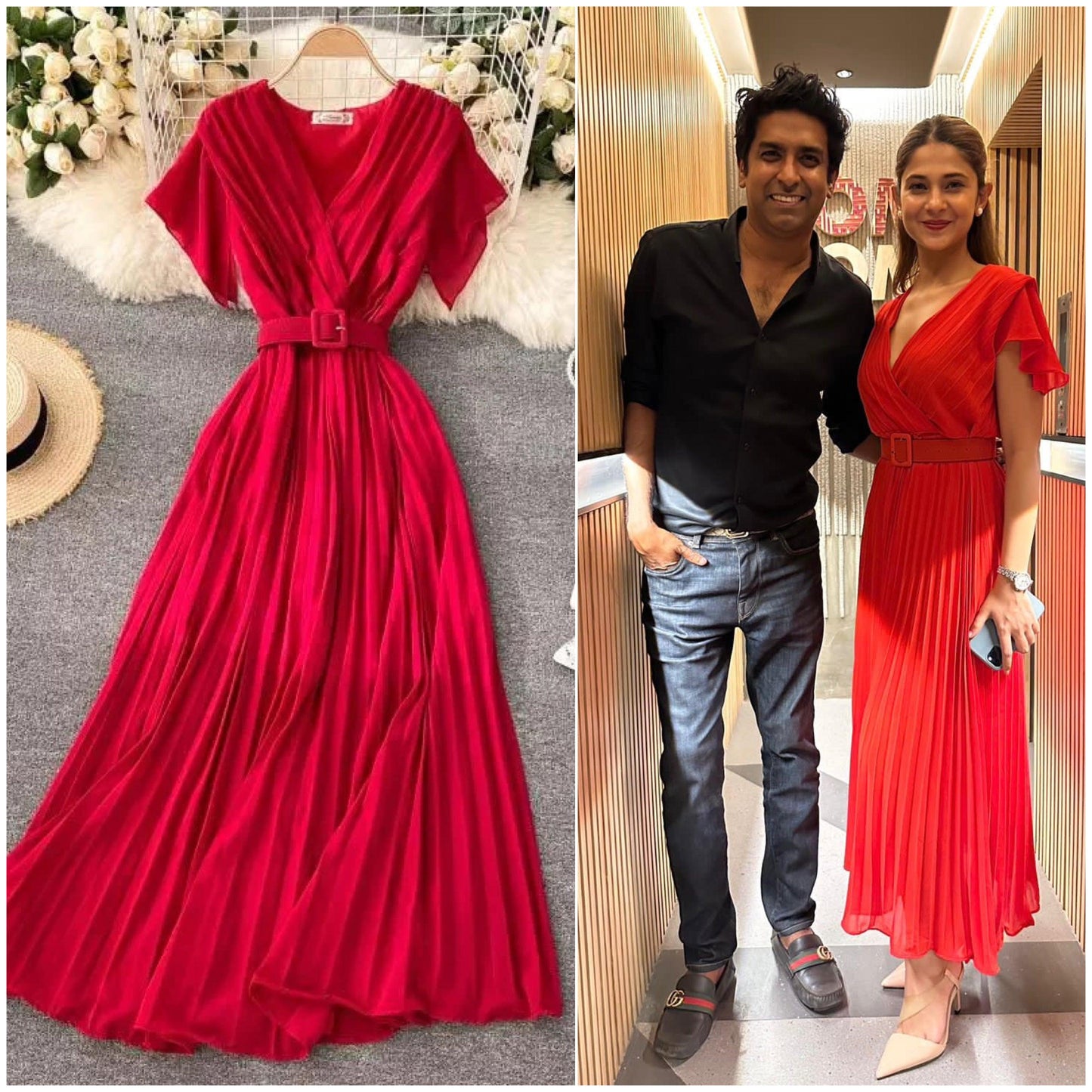Parota Statement Dress In Red