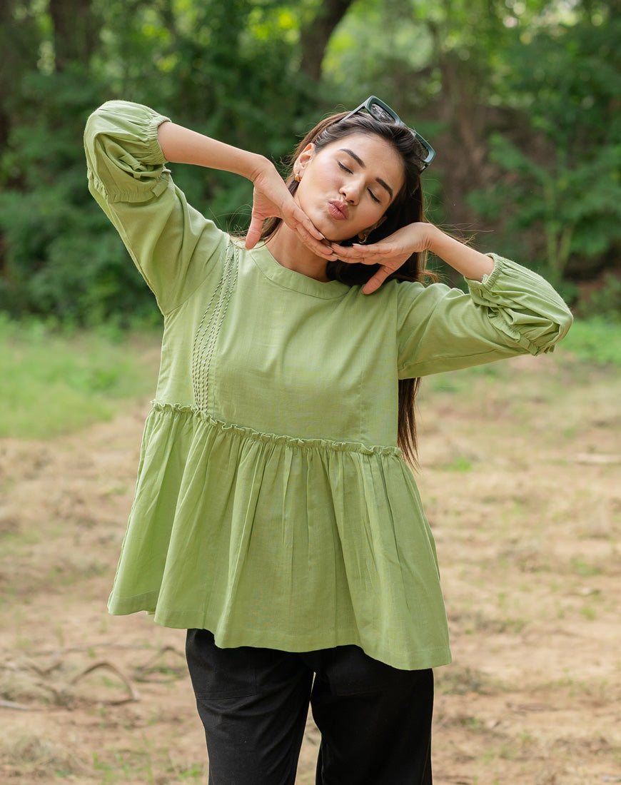 Pastel Green Peplum Top