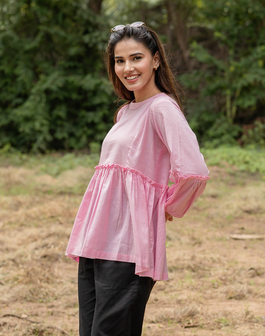 Pastel Pink Peplum Top