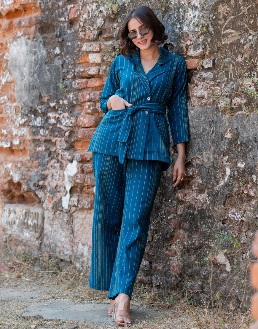 Peacock Blue Blazer Co-ord Set