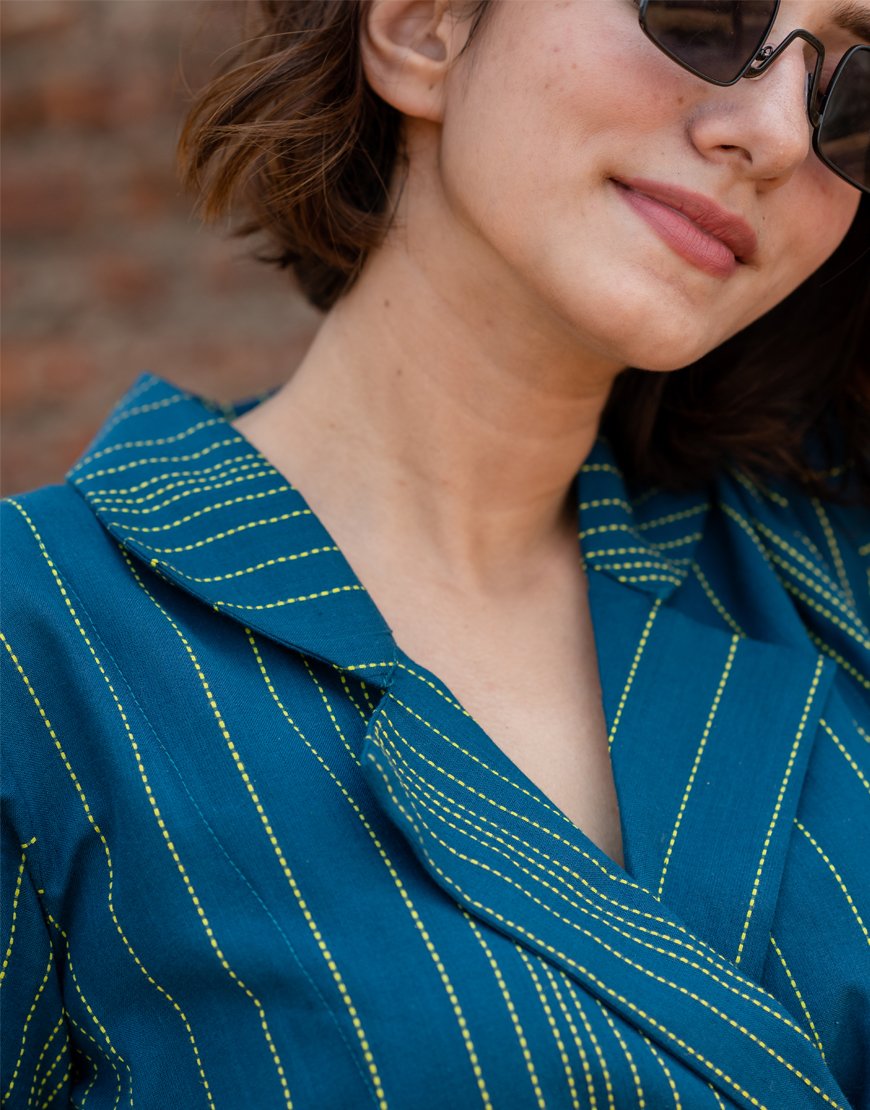 Peacock Blue Blazer Co-ord Set