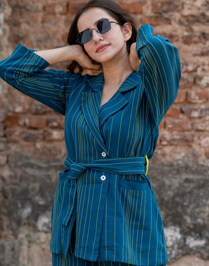Peacock Blue Blazer Co-ord Set
