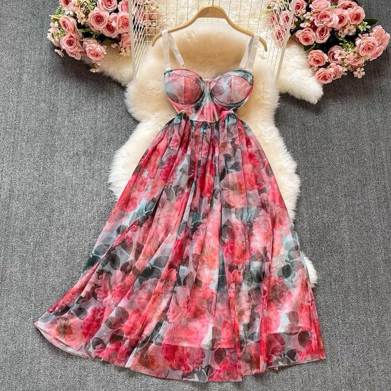 Peony Bustier Dress In Multicolor