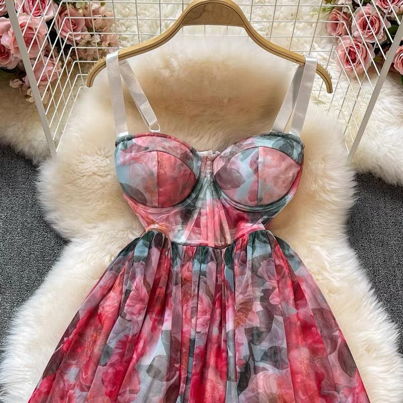 Peony Bustier Dress In Multicolor