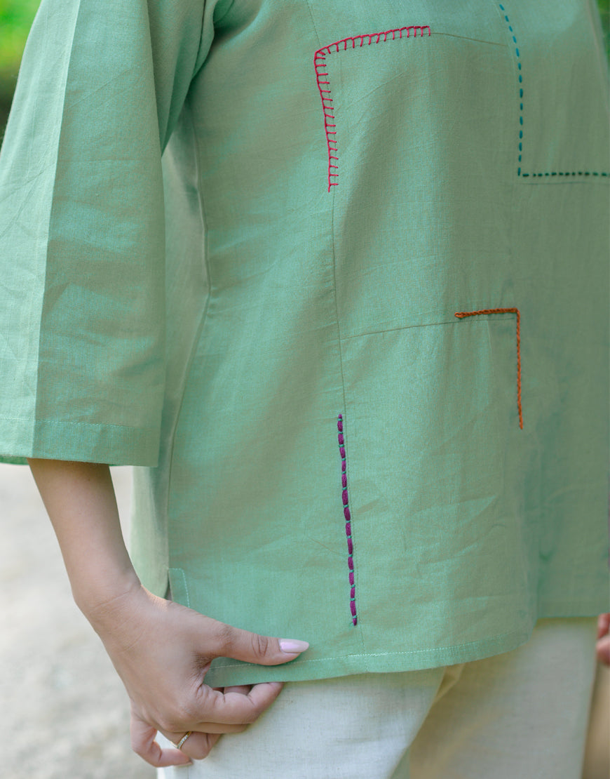 Pistachio Green Embroidered Top