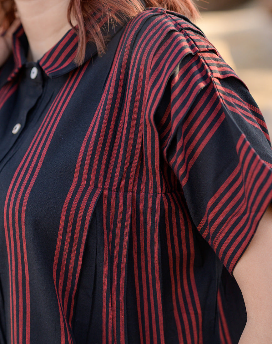Red Over Black Shirt