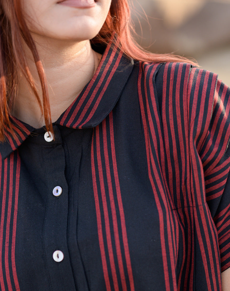 Red Over Black Shirt