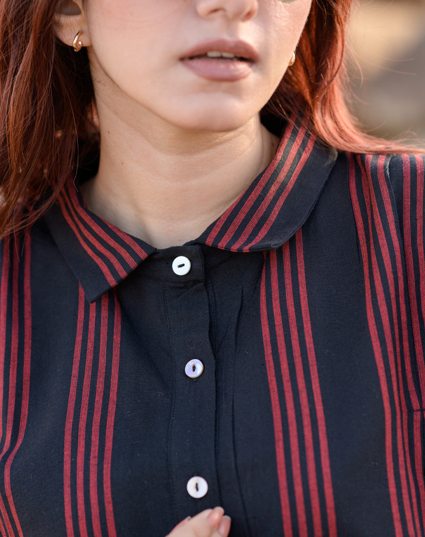 Red Over Black Shirt