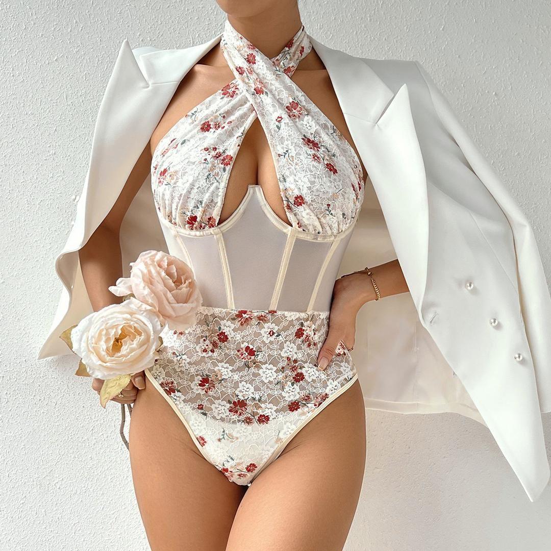 Rivka Lace Corset Bodysuit In White