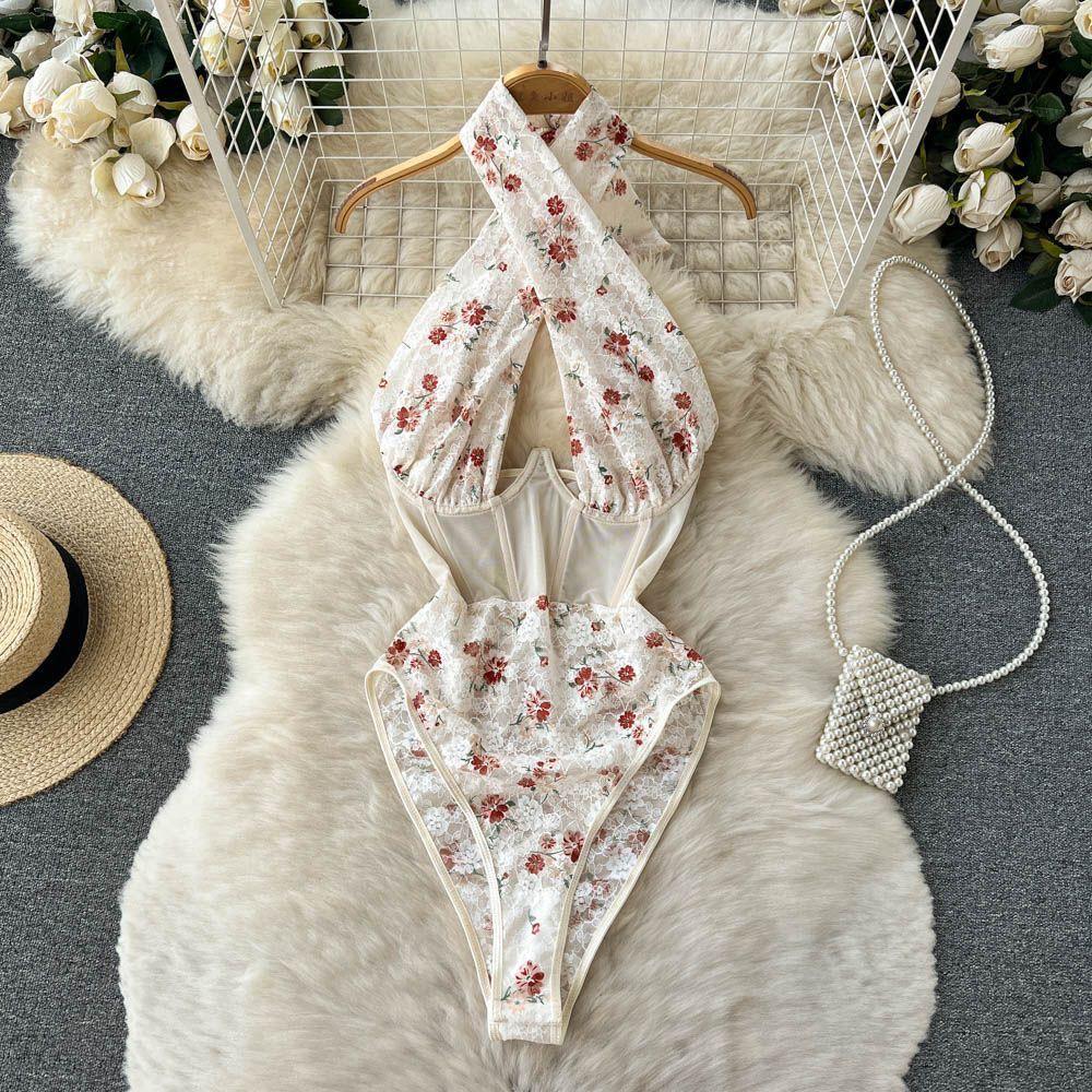 Rivka Lace Corset Bodysuit In White