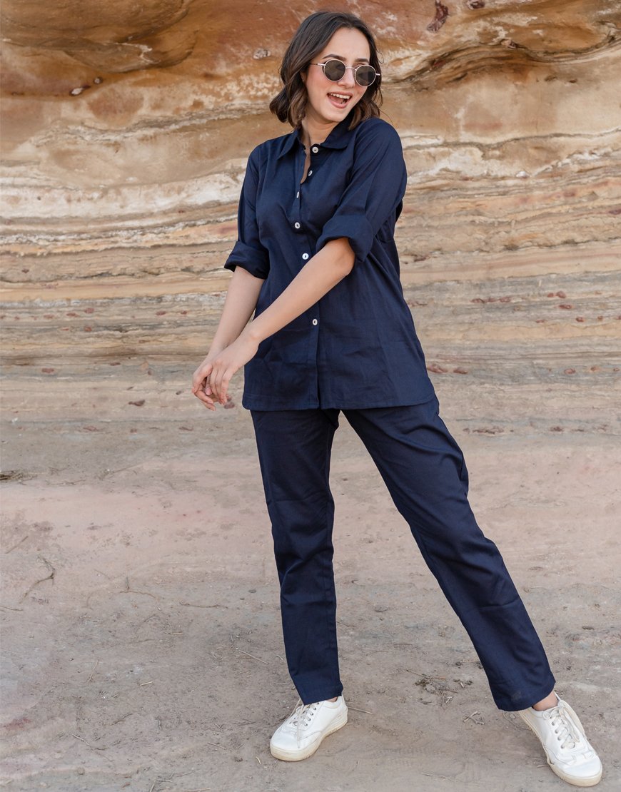 Royal Blue Co-ord Set Pants & Shirt