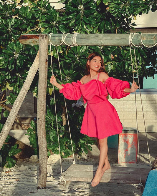 Rush Ruffled Dress In Pink