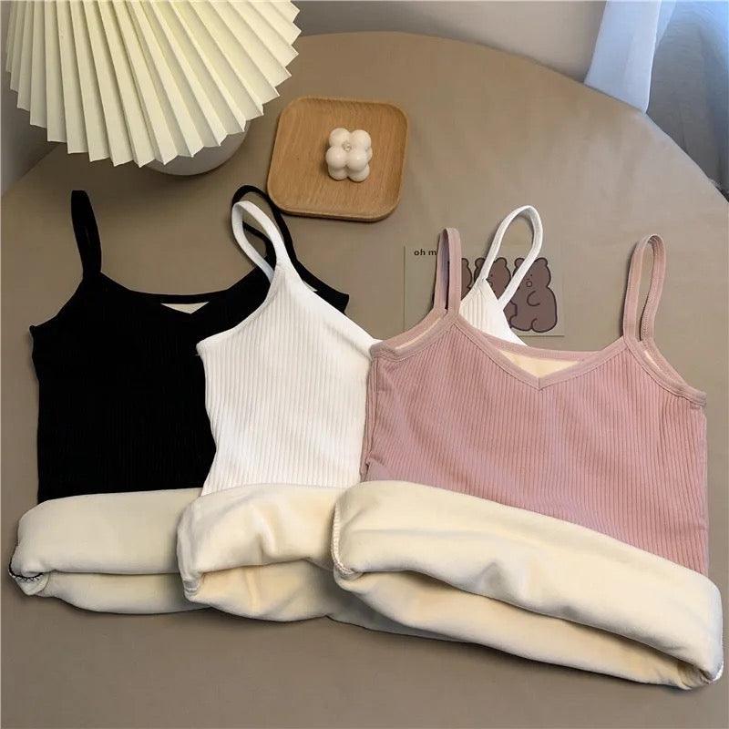 Saler Warm Tank Tops with Fleece Lining In Black