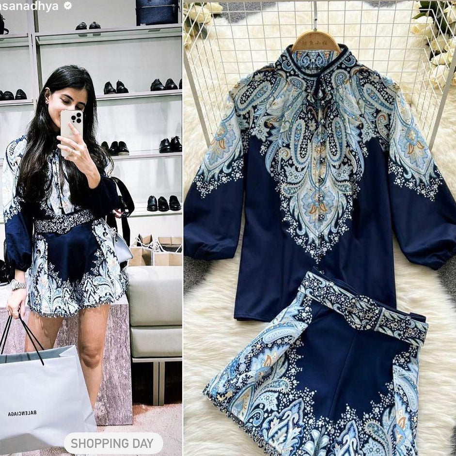 Sandy Coord Set In Navy Blue