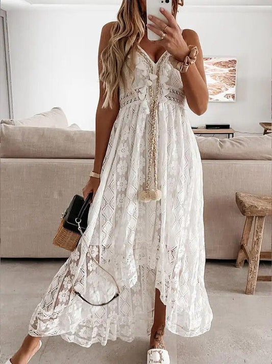 Semenna Lace Patchwork Dress InåÊWhite